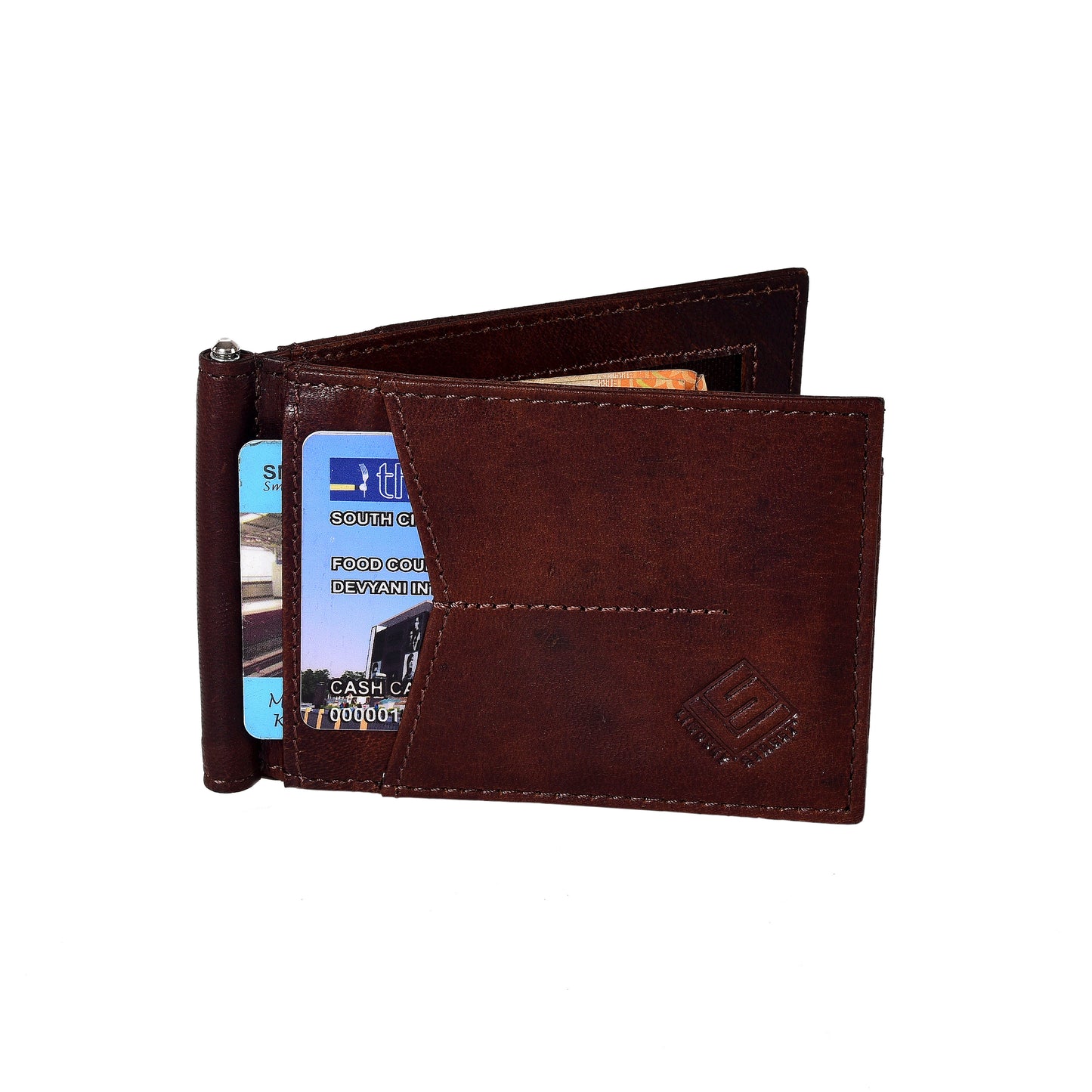 Genuine Leather Money Clip Slim Wallet with Credit ATM Card Holder Slots for Men Women
