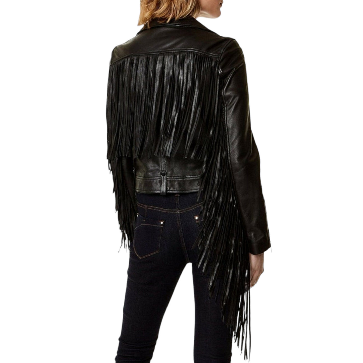 Premium Quality Lambskin Leather Biker Jacket for Women's Leather Jacket Hippie Style Girls Coat Fringe Leather Jacket