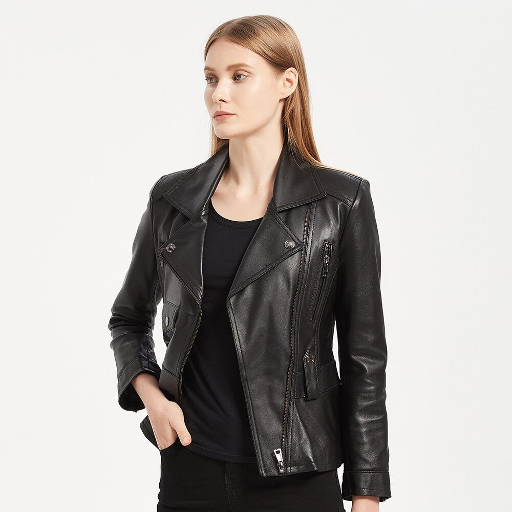 Leather Jacket For Women's Biker Jacket Brown Leather Cropped Jacket Leather Coat Slim Fit Leather Jacket | Gift for Women