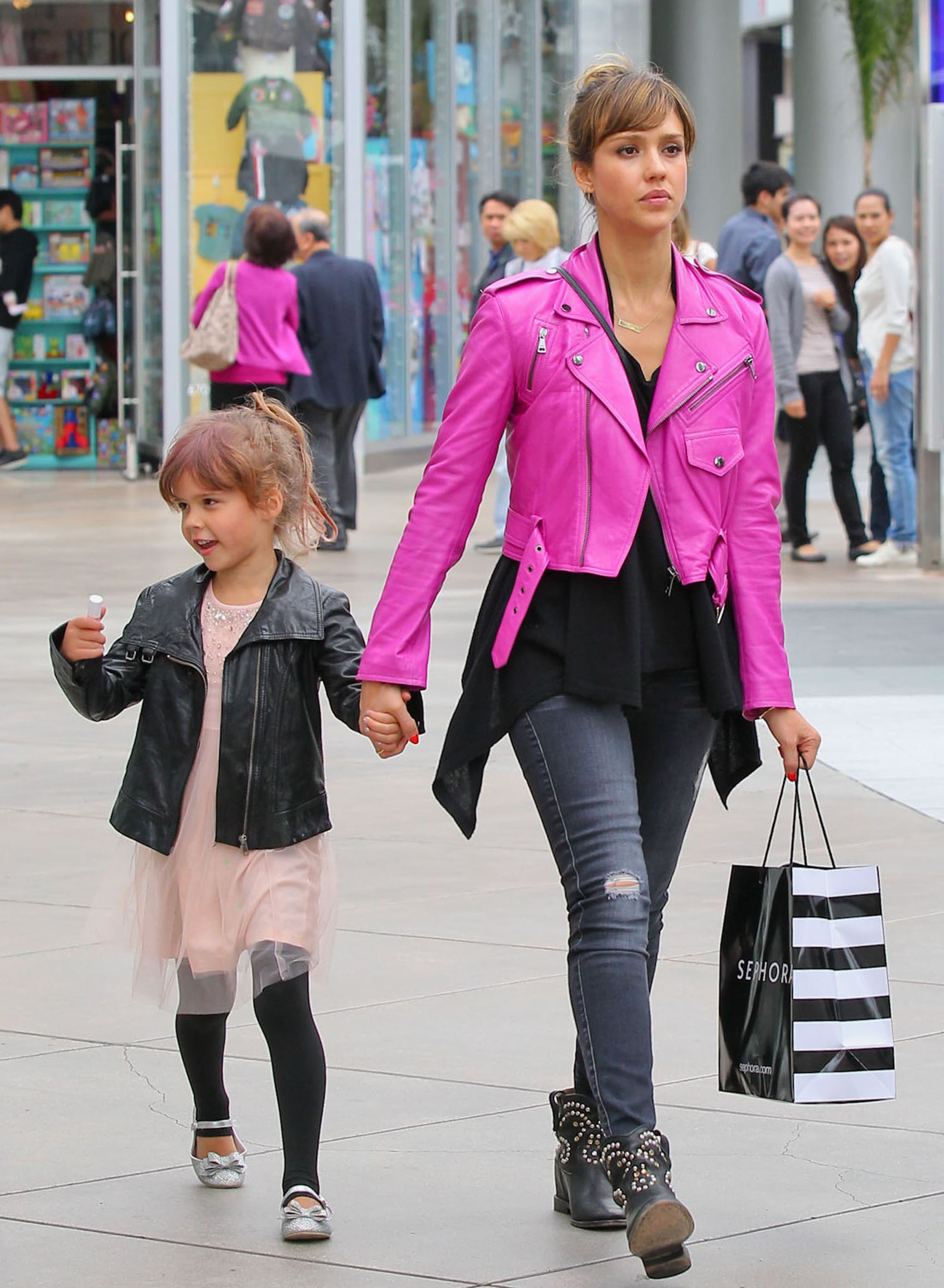 Gigi Hadid Pink Biker Leather Jacket