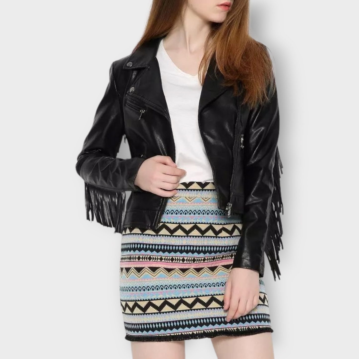leather fringe style jacket for women