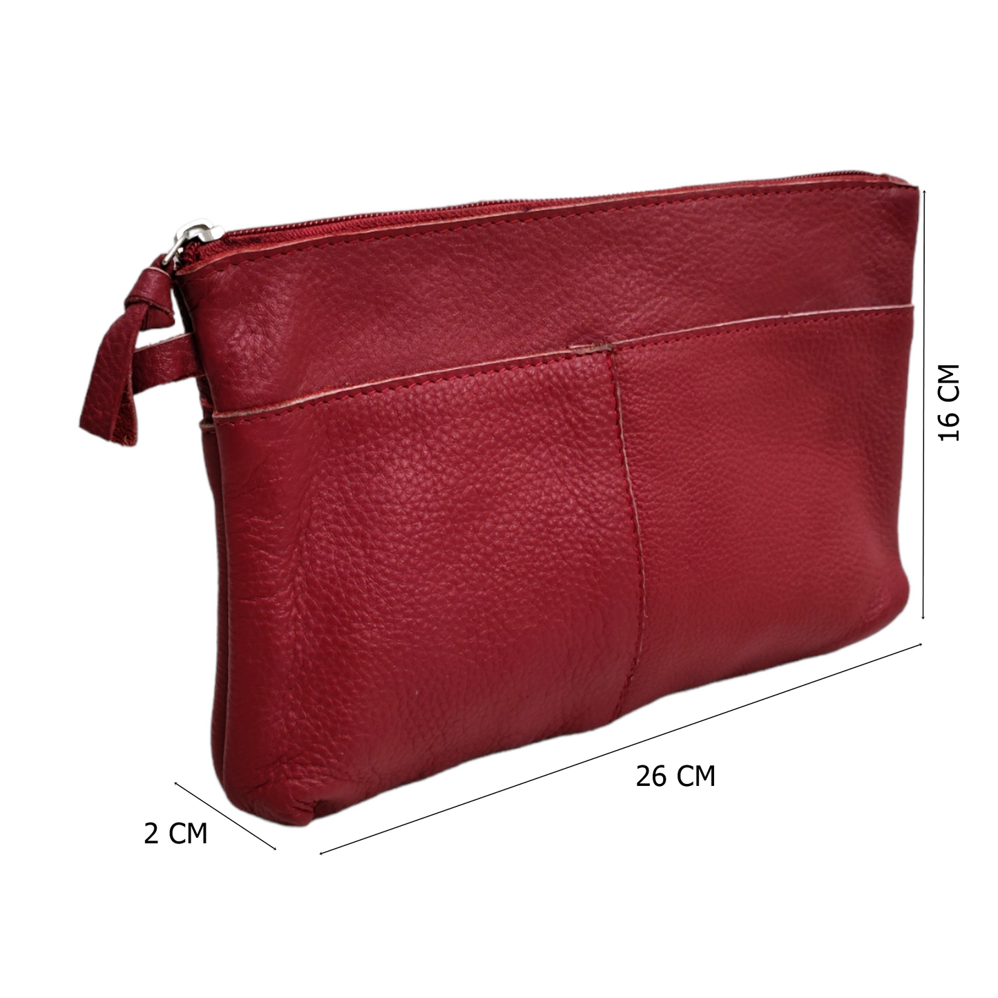 Red Leather Cosmetic Bag Leather Zipper Pouch Leather Make Up Bag Leather Toiletry Bag