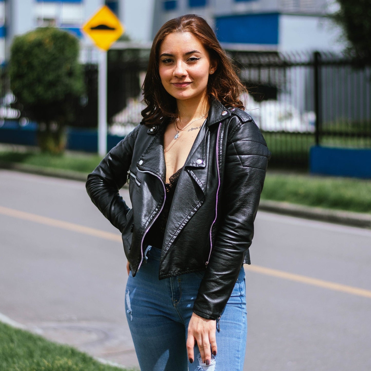 Stylish leather jacket for women