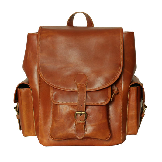 Retro Crazy Horse Leather Men's Backpack Laptop Bag Multi-pocket Schoolbag Men Travel Backpacks , Gift for Him