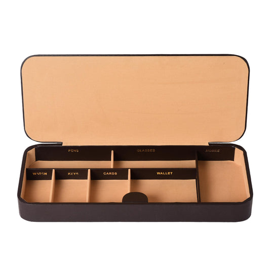 7 Compartment Genuine Leather Desk Organizer Office Table Organizer Leather Tray Corporate Gift Mobile Tray