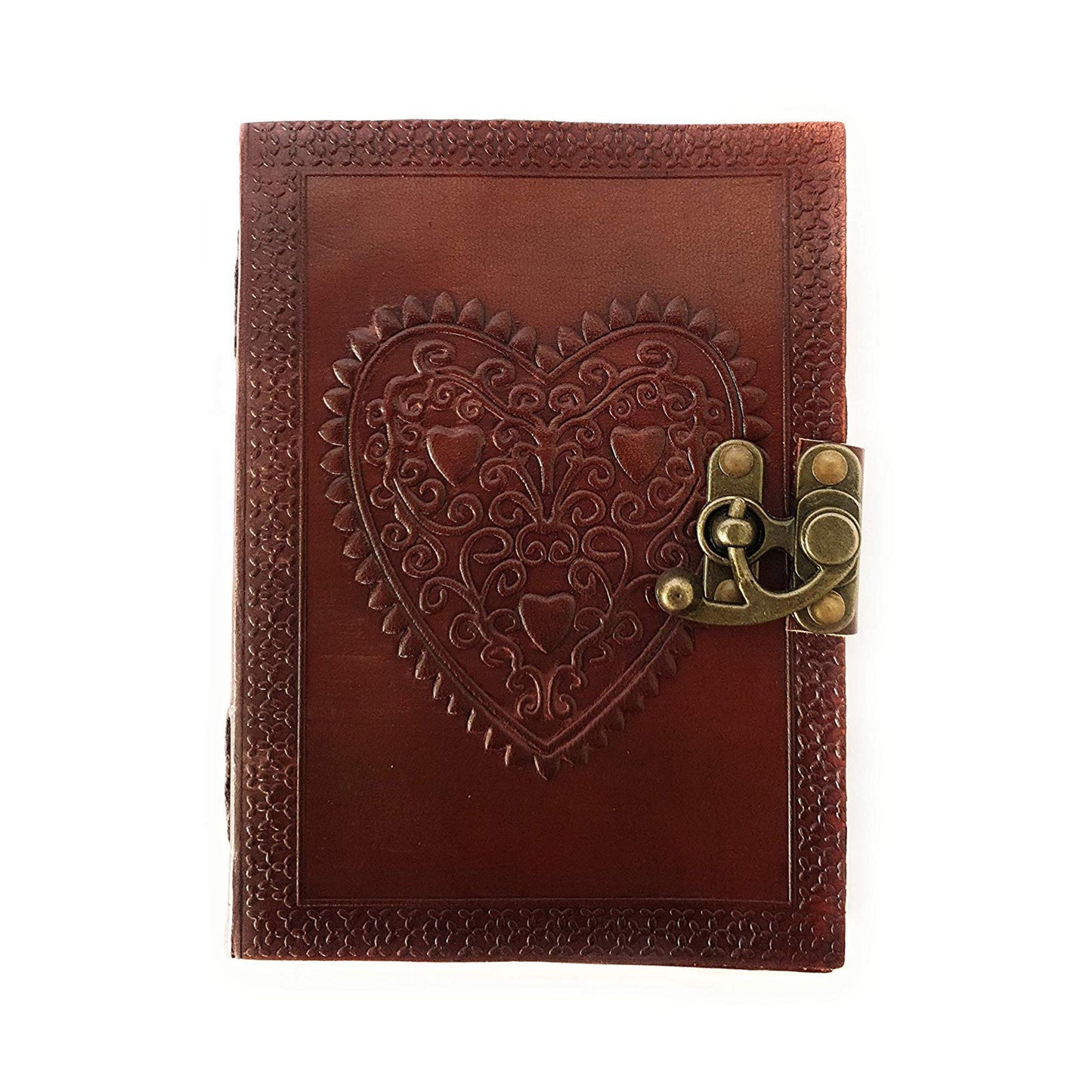 Genuine Leather Journal Heart Design Diary for Travel  C-lock Diary with Unlined Pages Vintage Travel Diary Christmas Gift