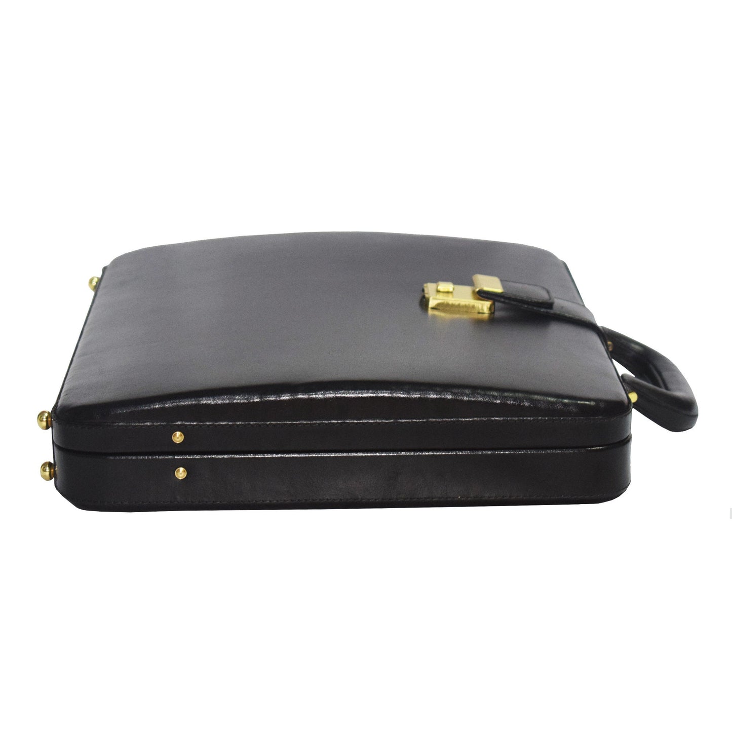 Genuine Leather Attache Briefcase for Men's Office Handbag Doctor Briefcase Leather Laptop MacBook Carry Case (Black)
