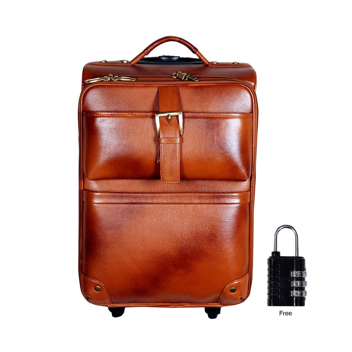 Genuine Leather Trolley Bag Airport Cabin Bag Leather Weekender Leather Luggage with Wheels Gift For Him Tourist Luggage