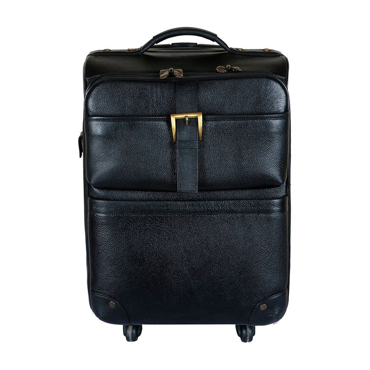 Genuine Leather Black Trolley Bag Airport Cabin Bag Leather Weekender Leather Luggage with Wheels Gift For Him