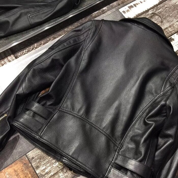 Italian handmade Fantastic slim fit Men soft genuine lambskin Bomber  leather jacket color Back S to 2XL