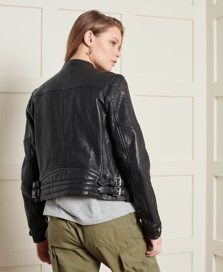 Classic Leather Racer Jacket Genuine Leather Jacket Handmade Women's Biker Motorcycle Jacket Casual Cropped Jacket Lambskin Jacket