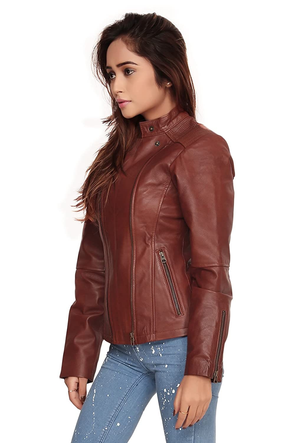 LINDSEY STREET Custom Made Genuine Leather Jacket for Women Slim Fit Crop Jacket Later Coat Biker Jacket Moto Minimalist Design Jacket