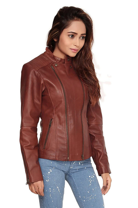 LINDSEY STREET Custom Made Genuine Leather Jacket for Women Slim Fit Crop Jacket Later Coat Biker Jacket Moto Minimalist Design Jacket