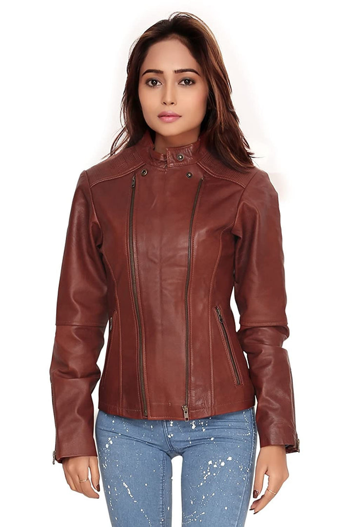 LINDSEY STREET Custom Made Genuine Leather Jacket for Women Slim Fit Crop Jacket Later Coat Biker Jacket Moto Minimalist Design Jacket