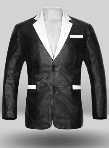 LINDSEY STREET Customized Formal Leather Blazer for Men's Black Blazer Custom Size Men's Leather Jacket Classic Party Blazer