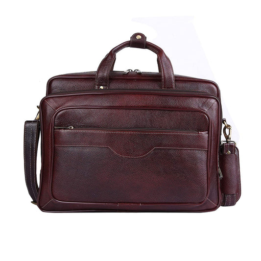 LINDSEY STREET Genuine Leather Laptop Messenger Bag for Men | Expandable Leather Briefcase | Leather Office Bag Men | MacBook iPad Handbag