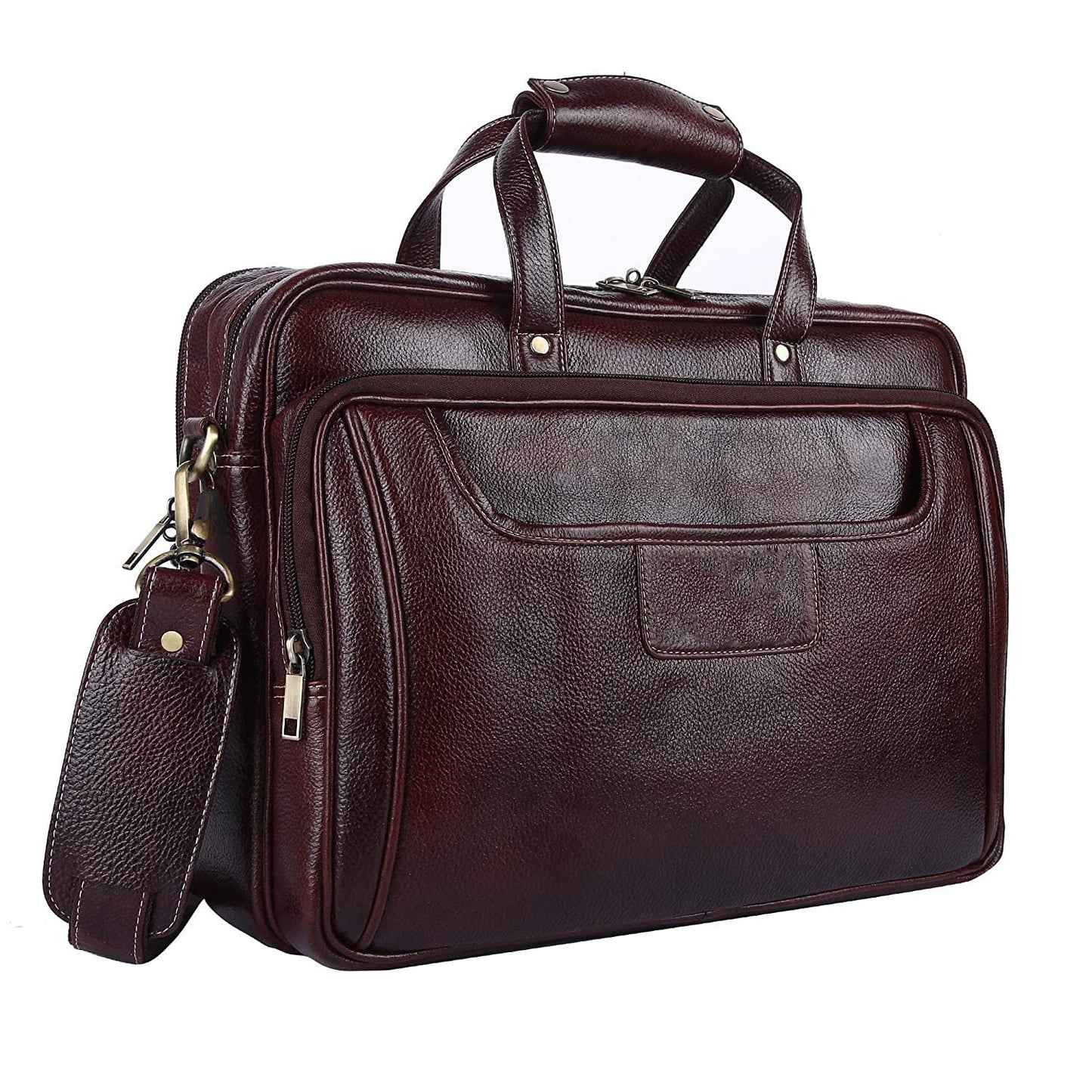 LINDSEY STREET Genuine Leather Laptop Messenger Bag for Men | Leather Briefcase | Leather Office Bag Men | Laptop MacBook iPad Handbag