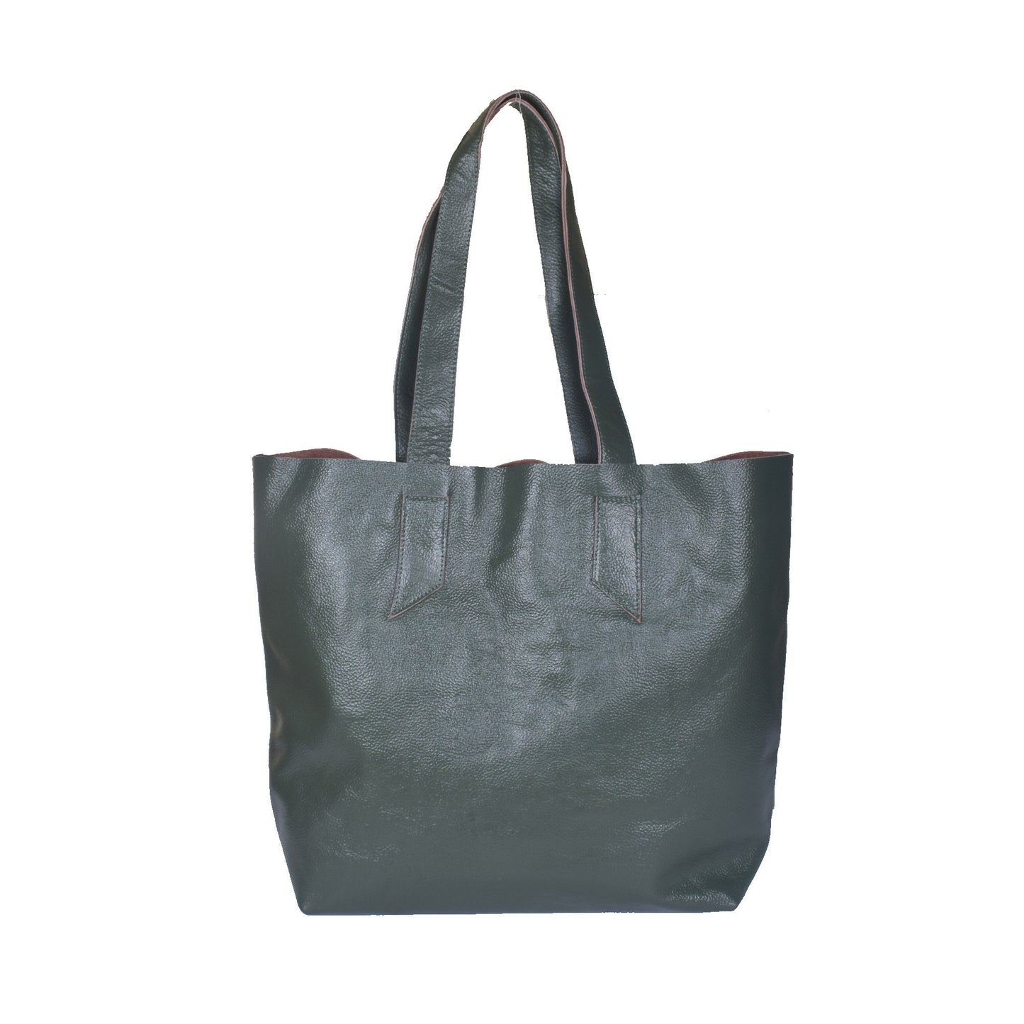 Green Leather Tote Bag Naked Edge Leather Purse Shopper Bag Shoulder Womens Large Market Bag Unlined Leather Tote Travelling Tote bag