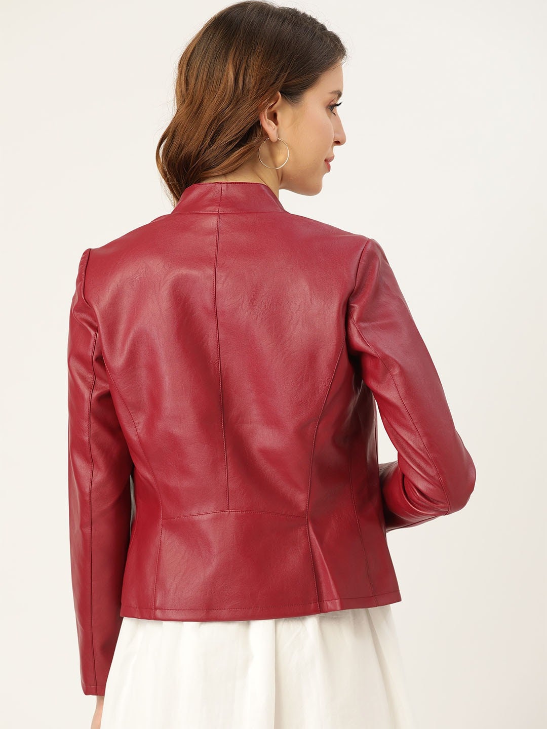 Red Lambskin Leather Biker Jacket Leather Cropped Jacket Leather Coat Slim Fit Leather Jacket | Red Leather Jacket| Christmas Gift for Her