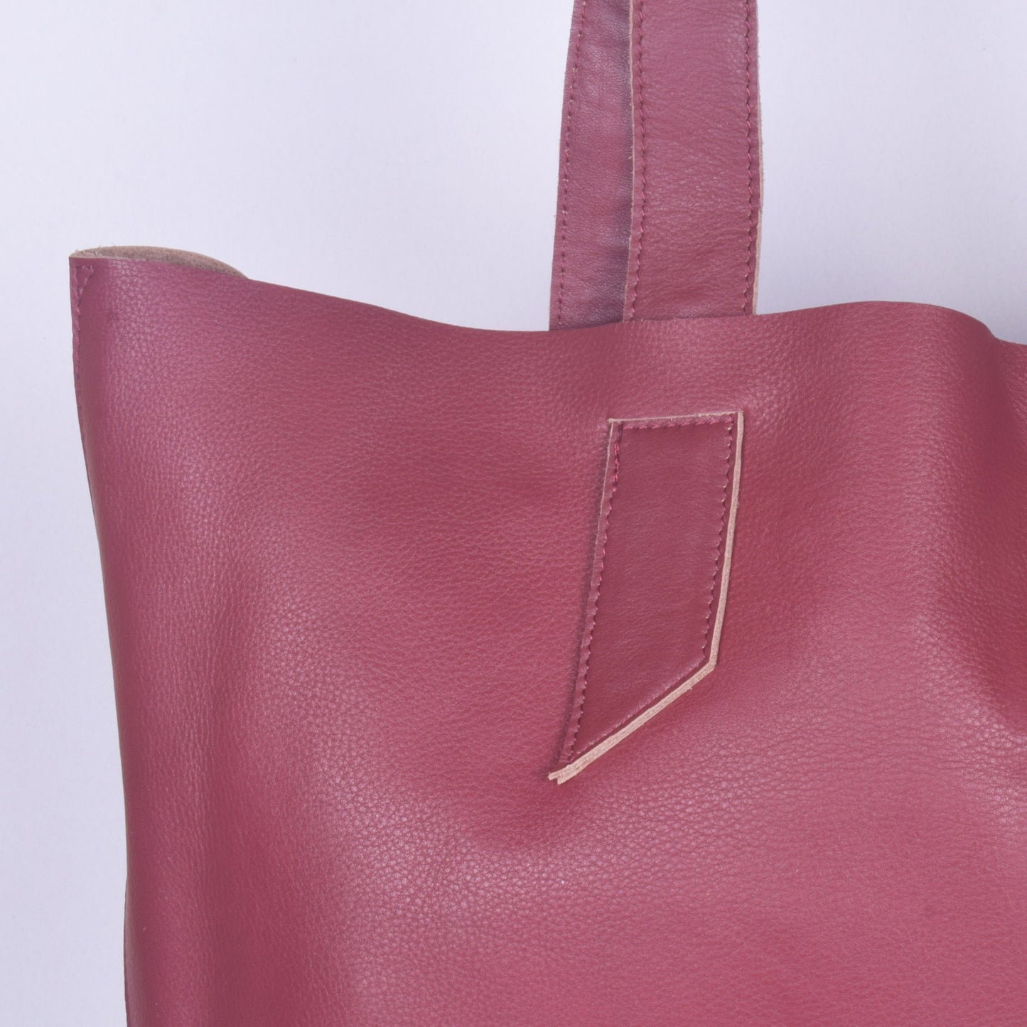 Maroon Leather Tote Bag, Raw edge Shopper Simple Purse Unlined Bag Shoulder Large Market Everyday Tote Bag Large Travelling Tote Bag