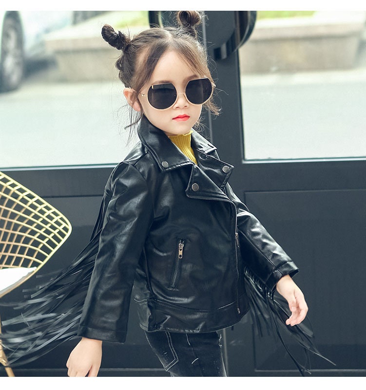 Customized Kid Girls Leather Jacket Lambskin Leather Fringe Jacket for LINDSEY STREET