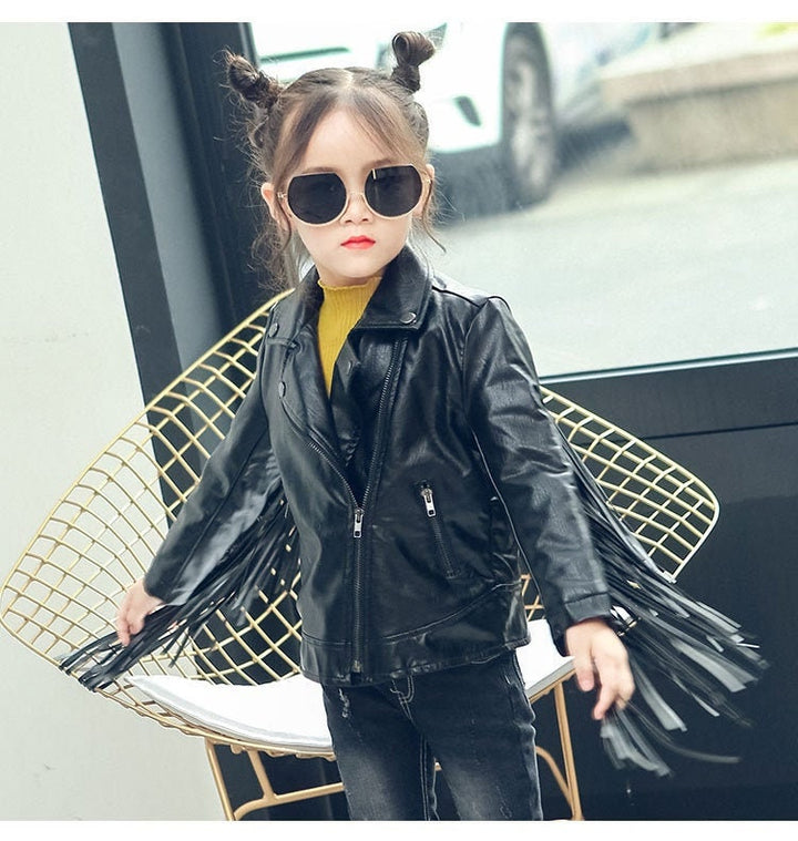 Customized Kid Girls Leather Jacket Lambskin Leather Fringe Jacket for Girls Leather Jacket Hippie Style Girls Coat Fringe Leather Jacket