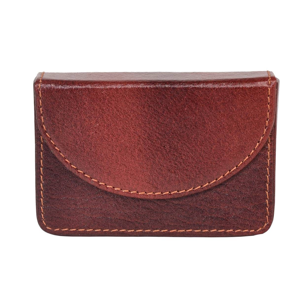 LINDSEY STREET Genuine Leather Credit Card Holder Card Organizer Brown Leather Card Case Business Card Cases