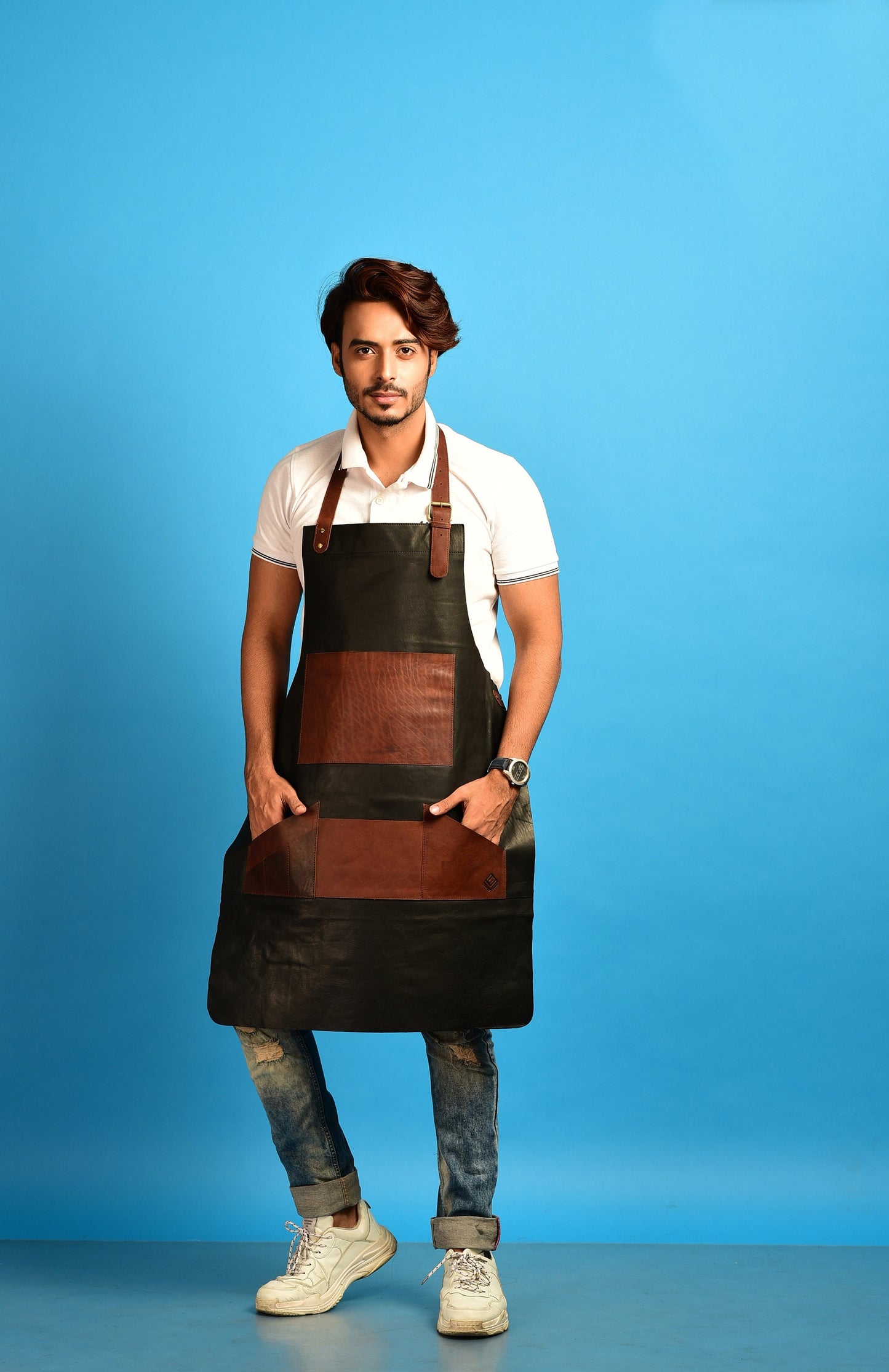 Leather Apron for Men and Women, Distressed Brown Leather Apron Bib Barista Baker Bartender BBQ Chef Barber Apron, Blacksmith Apron