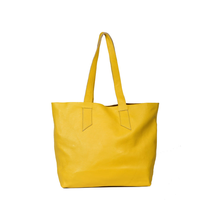 Yellow Leather Tote Bag for Women Raw Edge Shopper Purse Unlined Bag Leather Shoulder Bag Large Marketing Bag Everyday Tote Bag Large