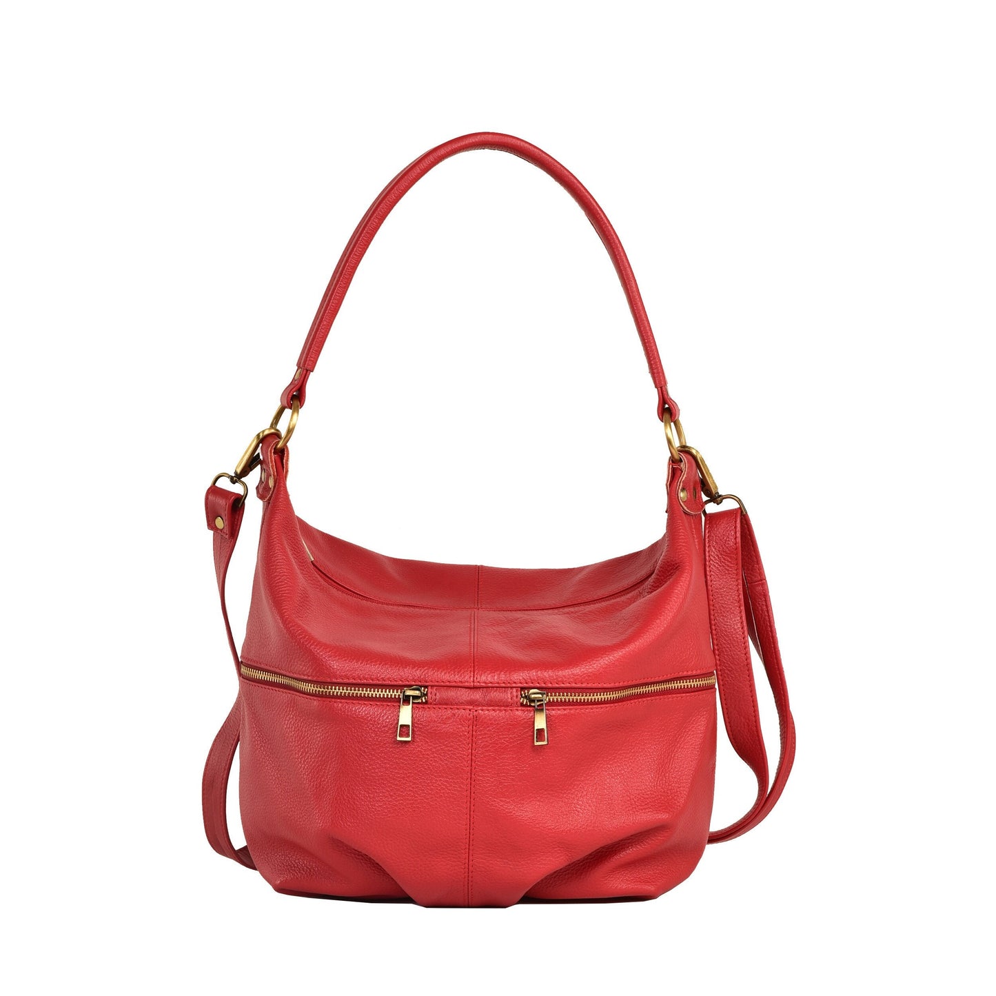Red Leather Shoulder Hobo Bag - Everyday Crossbody Leather Purse - Red Leather Handbag - Women's Leather Bag - Leather Shoulder Bag
