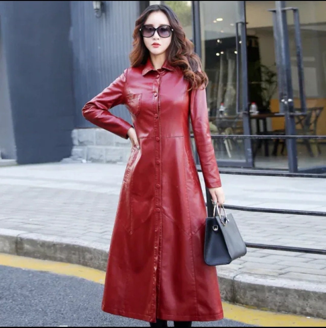 Leather Accent Ribbed Long Coat - Women - Ready-to-Wear