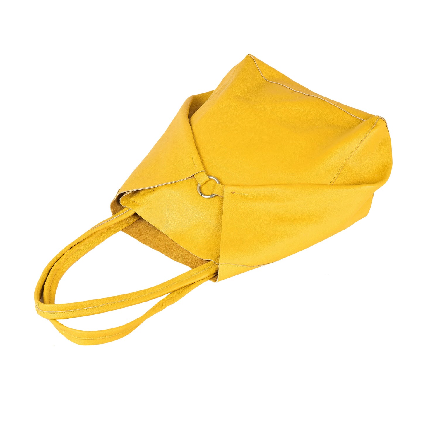 Yellow Oversize Leather Shopper Bag With Cosmetic bag Large Leather Tote Bag Big Shoulder Bag Large Travel Bag Shopping Bag Valentines Gift
