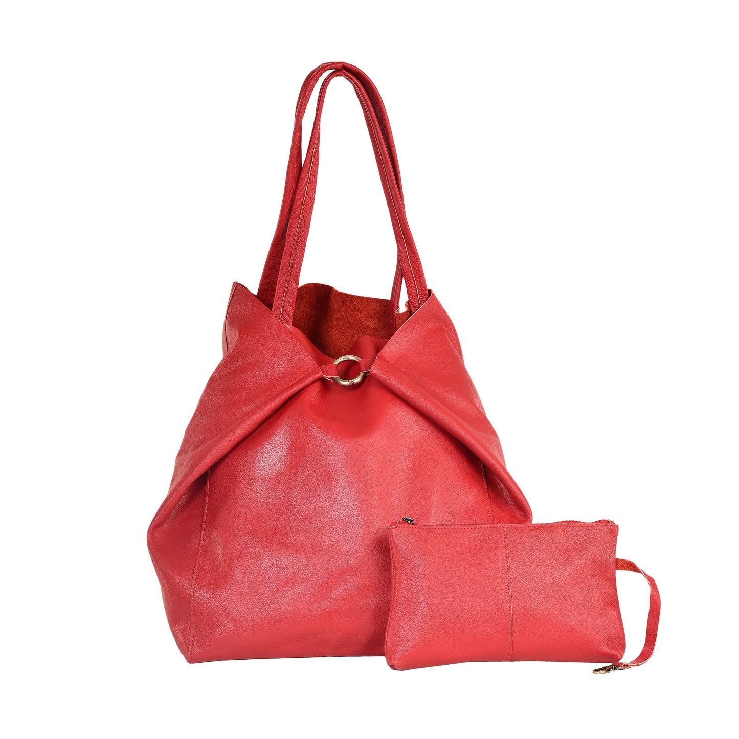 Red Oversize Tote Bag with Free Cosmetic Pouch Leather Shopper Bag Large Shoulder Purse Shopping Bag Oversized Bag Everyday Tote Bag
