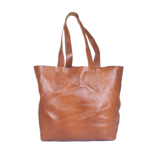 Tan Pebbled Leather Tote Bag for Women Raw Edge Shopper Purse Unlined Bag Leather Shoulder Bag Large Marketing Bag Everyday Tote Bag Leather