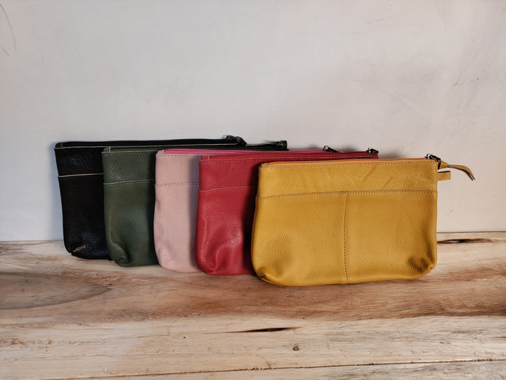 Leather Cosmetic Bag, Leather Makeup Bag Leather Zipper Pouch Leather Make Up Bag Cosmetic Pouch Makeup bag personalized Makeup case leather