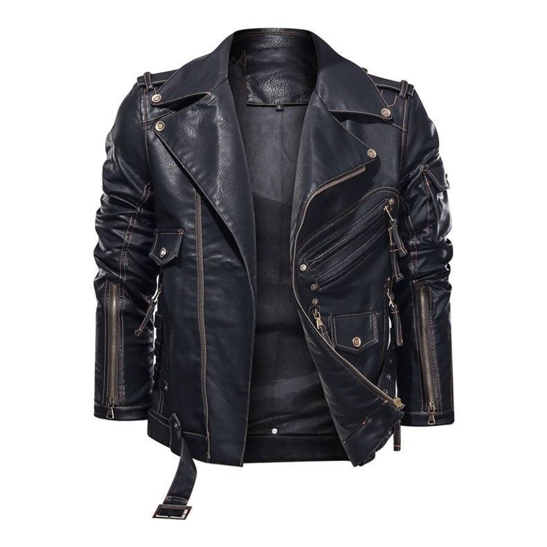 Buy Mens Black Shirt Collar Bomber Leather Jacket - Shop Now Best Price