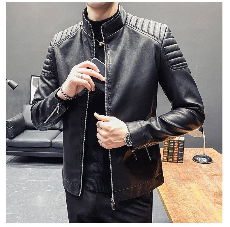 Black Leather Biker Jacket with Charcoal Skinny Jeans Outfits For Men (35  ideas & outfits) | Lookastic