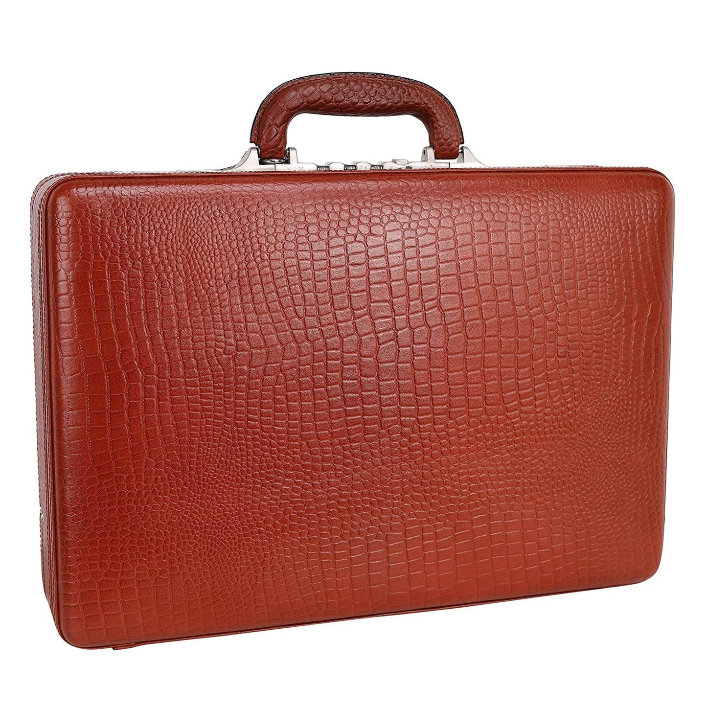 Premium Quality Leather Briefcase For Mens Croco Embossed Genuine Leather Attache Briefcase Laptop Case Expandable Bag Business  Handbag