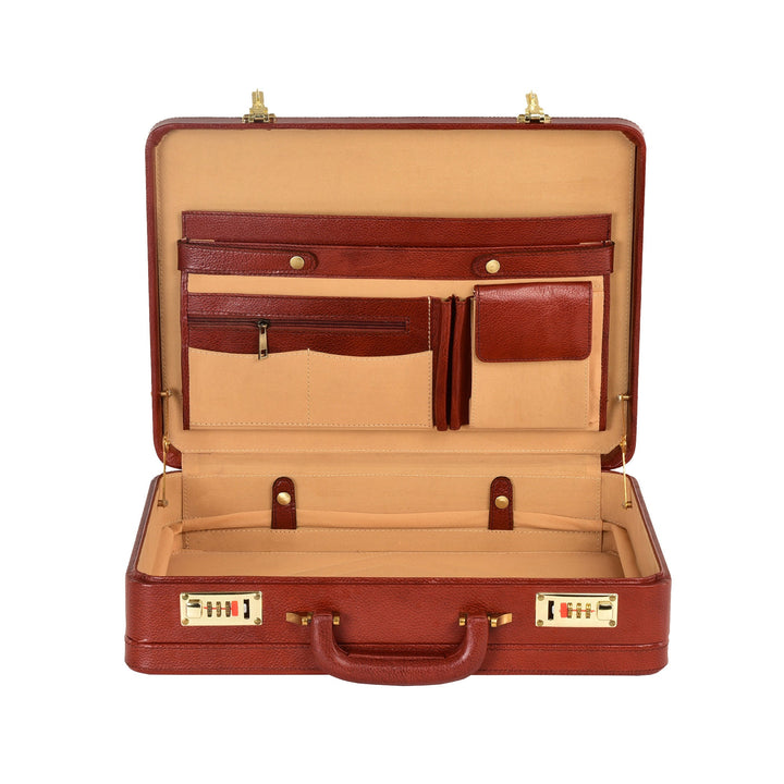 Expandable Leather Briefcase for Men - Brown