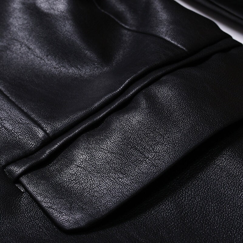 Custom Made Lambskin Leather Blazer for Men Black Leather Blazer Men's Leather Jacket Casual Party Suit Soft Leather Autumn Winter Jacket