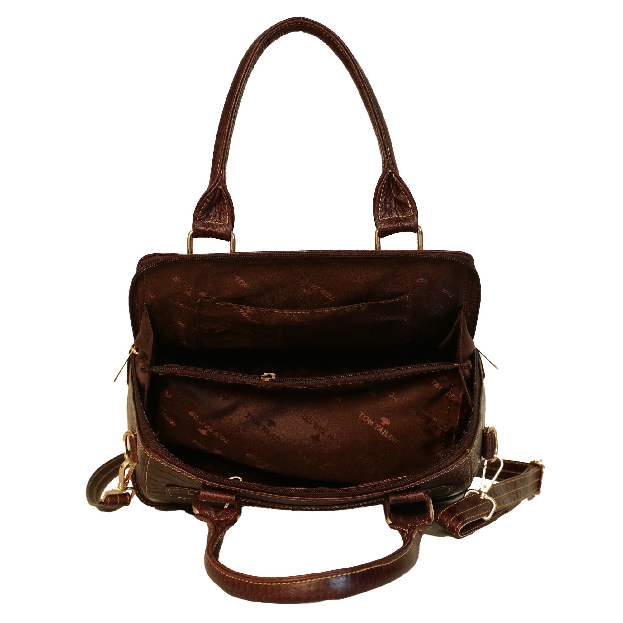 Diamond Stitched Ladies Handbag in Tan Genuine Leather
