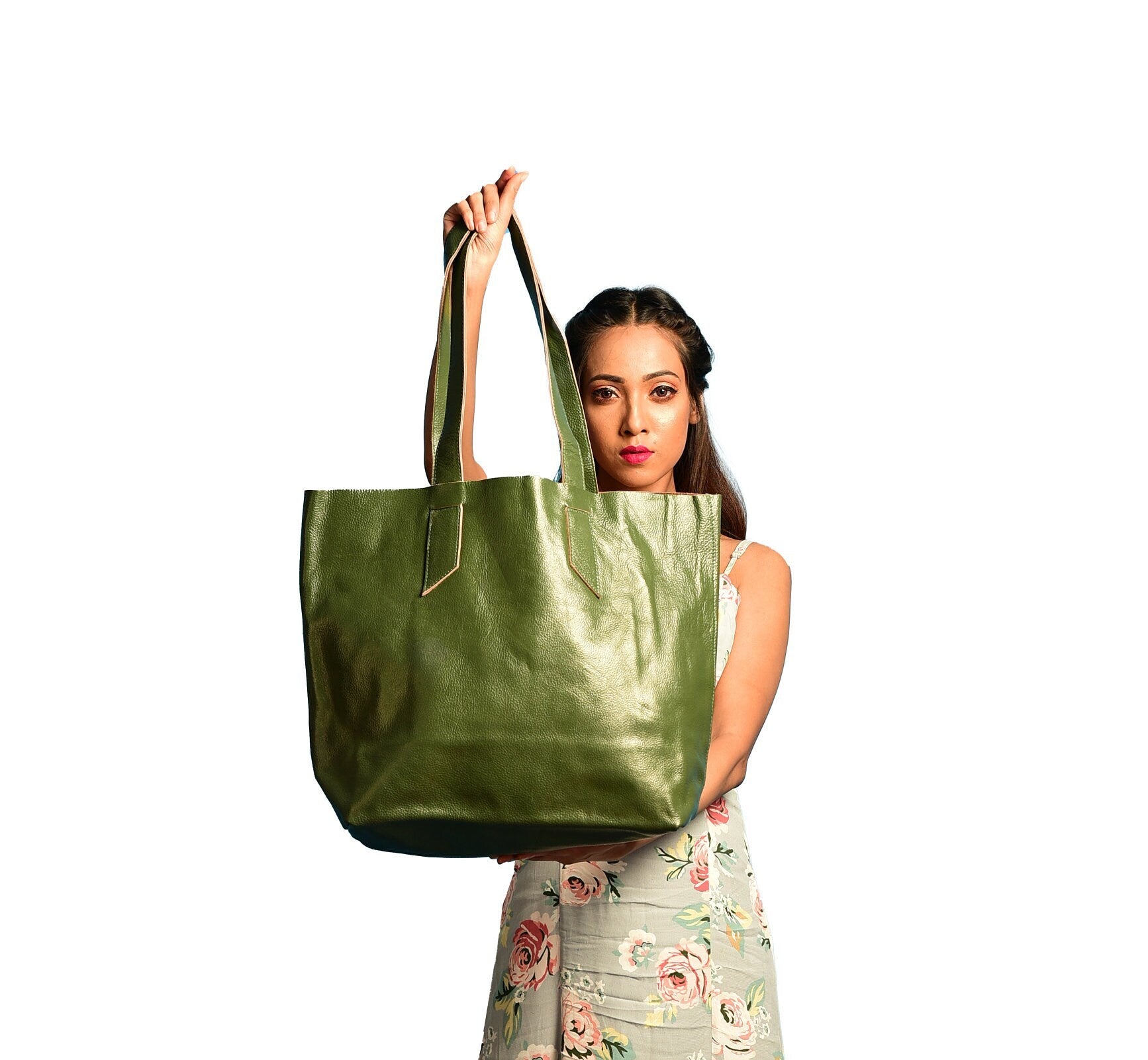 Mazzini Women's Purse Handbag Italian Made 100% Leather Green Tan Classy -  AbuMaizar Dental Roots Clinic
